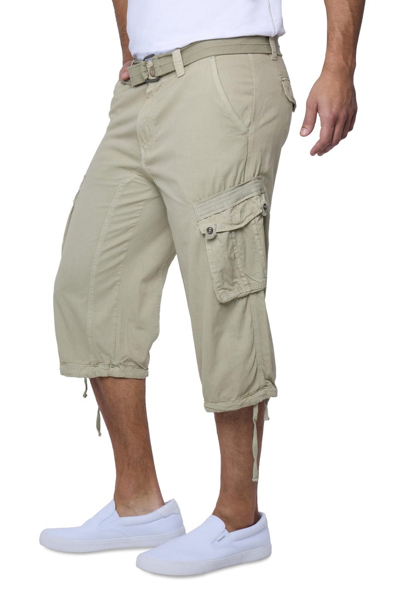 X RAY Men's Belted Long Cargo Shorts for Men, Below Knee Length Mens Cargo Shorts, 3/4 Pants (Big and Tall Shorts for Men) Stone 38 - Image 4